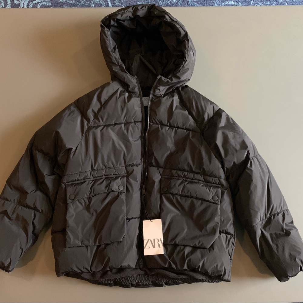 Zara Girls Black Puffer Jacket size 13/14 NWT